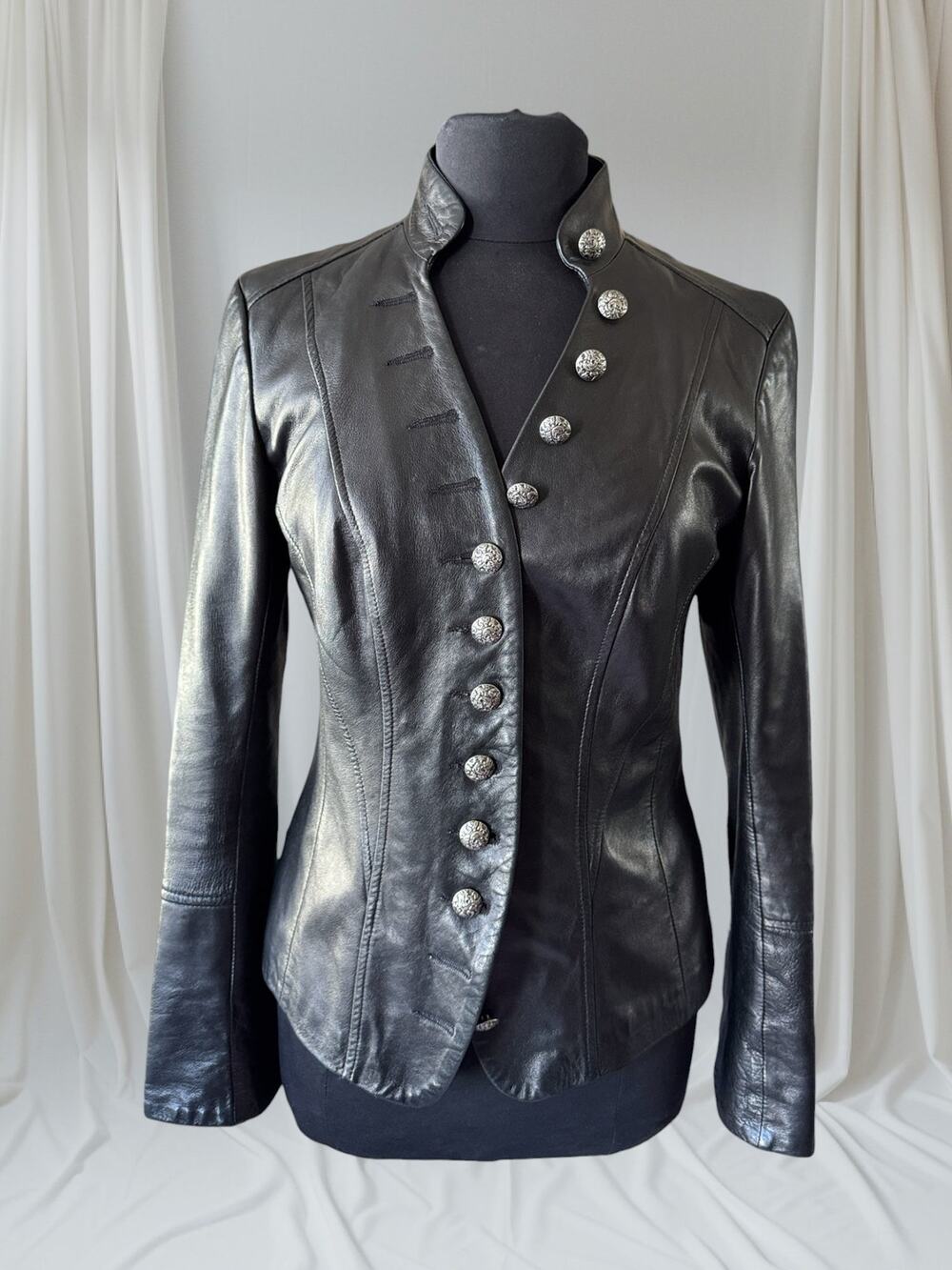 Women's Italian Leather Blazer Jacket, S